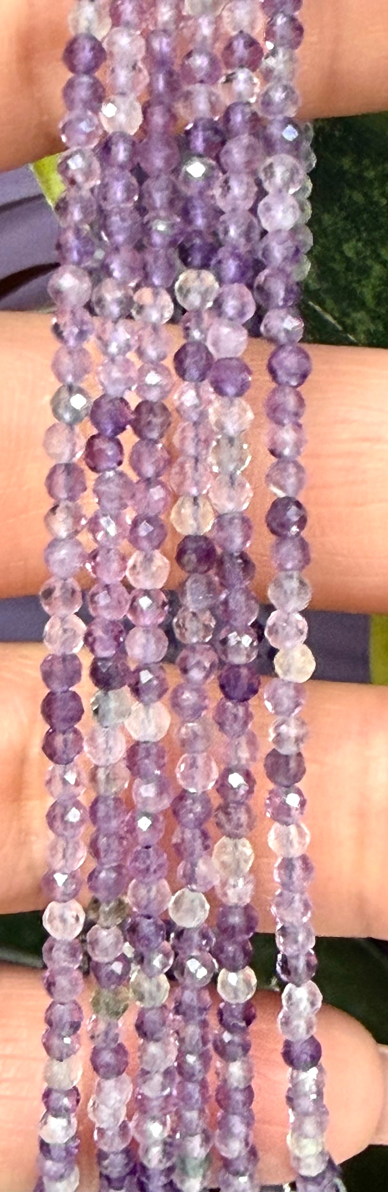 6 PCs 2mm Faceted Fluorite Anklet Stainless Steel Findings