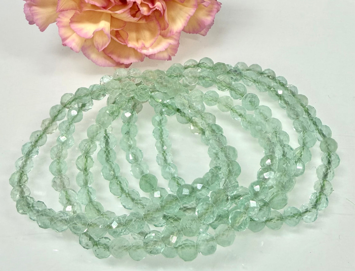 Wholesale Lot 6 Pcs Natural Green Fluorite Faceted 6mm 7.5” Crystal Healing Stretch Bracelet