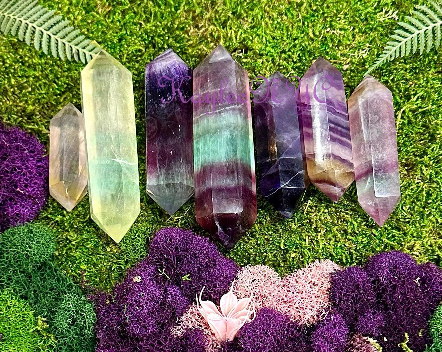 Wholesale Lot 1 Lb Natural Rainbow Fluorite Double Terminated Point Crystal Healing Energy