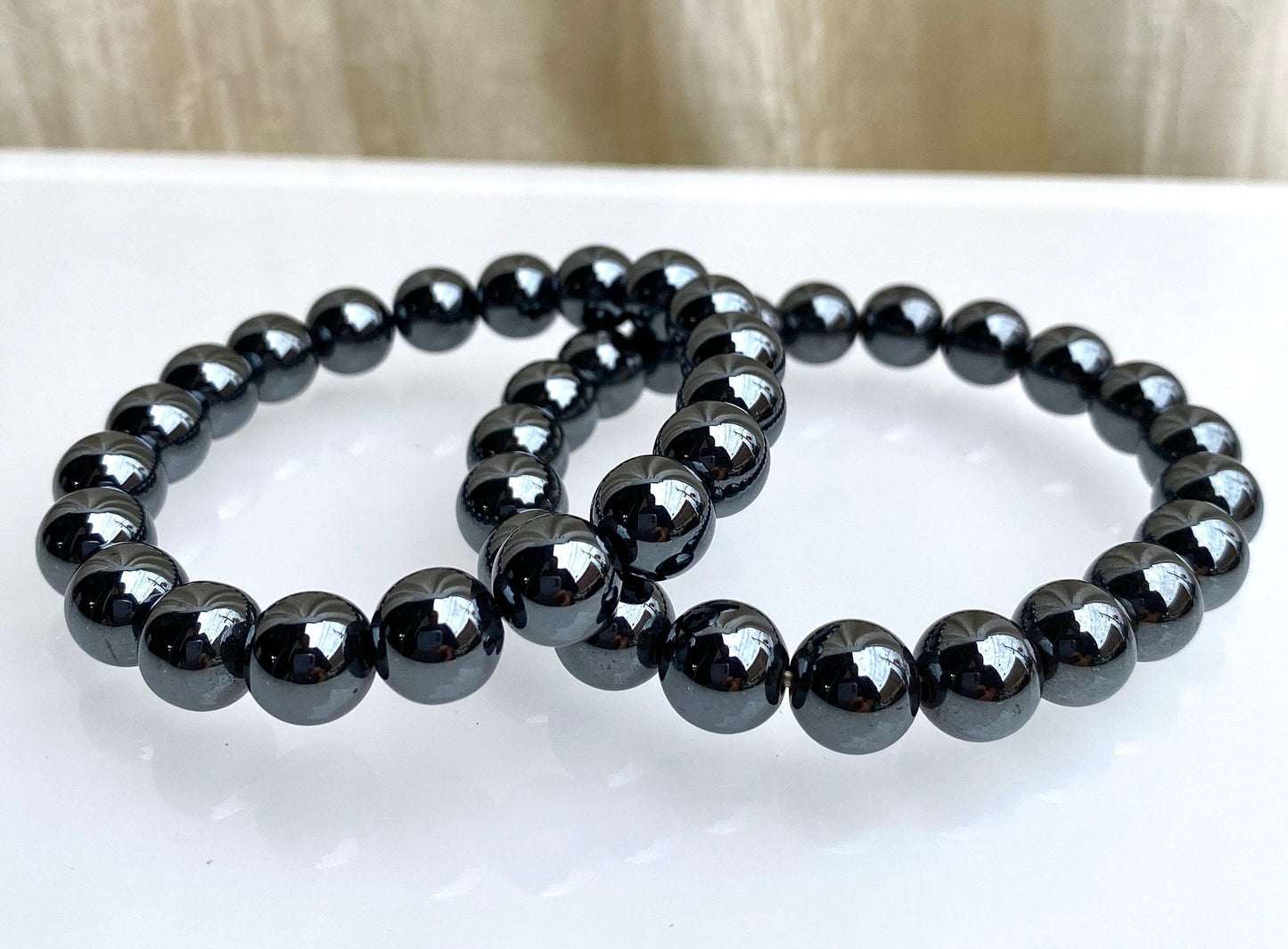 Wholesale Lot 6 Pcs Natural Hematite 10mm 7.5" Crystal Healing Stretch Bracelet