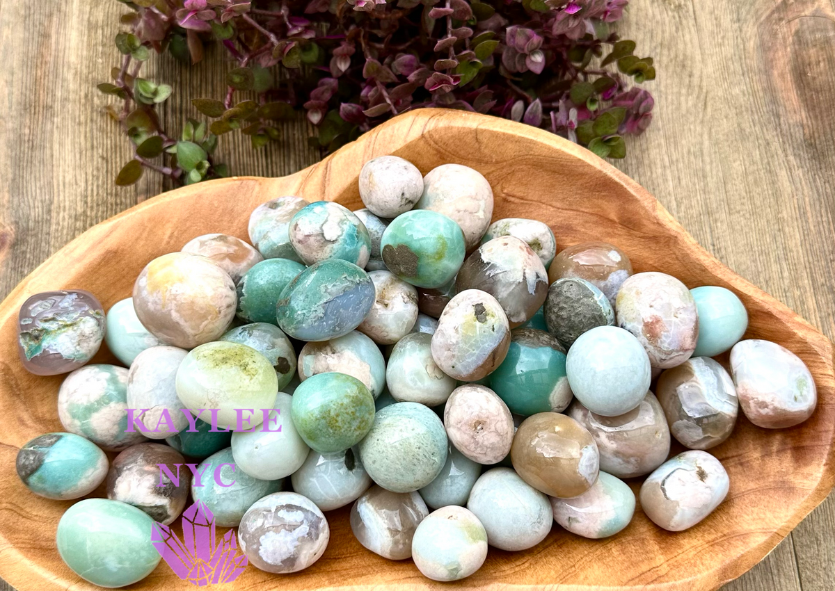 Wholesale Lot 2 Lbs Natural Green Flower Agate Tumble Healing Energy Nice Quality