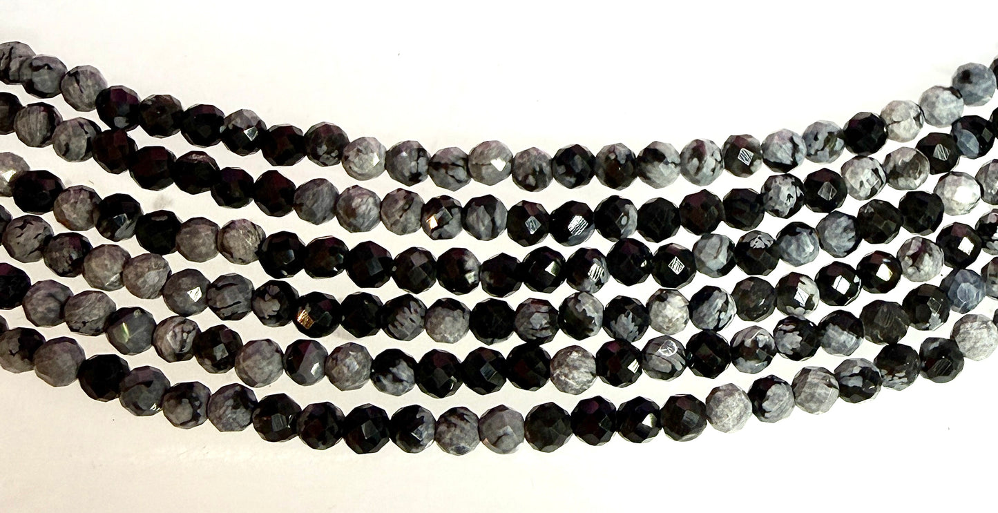 6 PCs 2mm Natural Snowflake Obsidian Necklaces Crystals Healing Energy