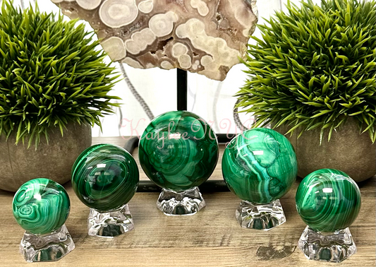 Wholesale 5 PCs Natural Malachite Spheres Crystal Ball Healing Energy