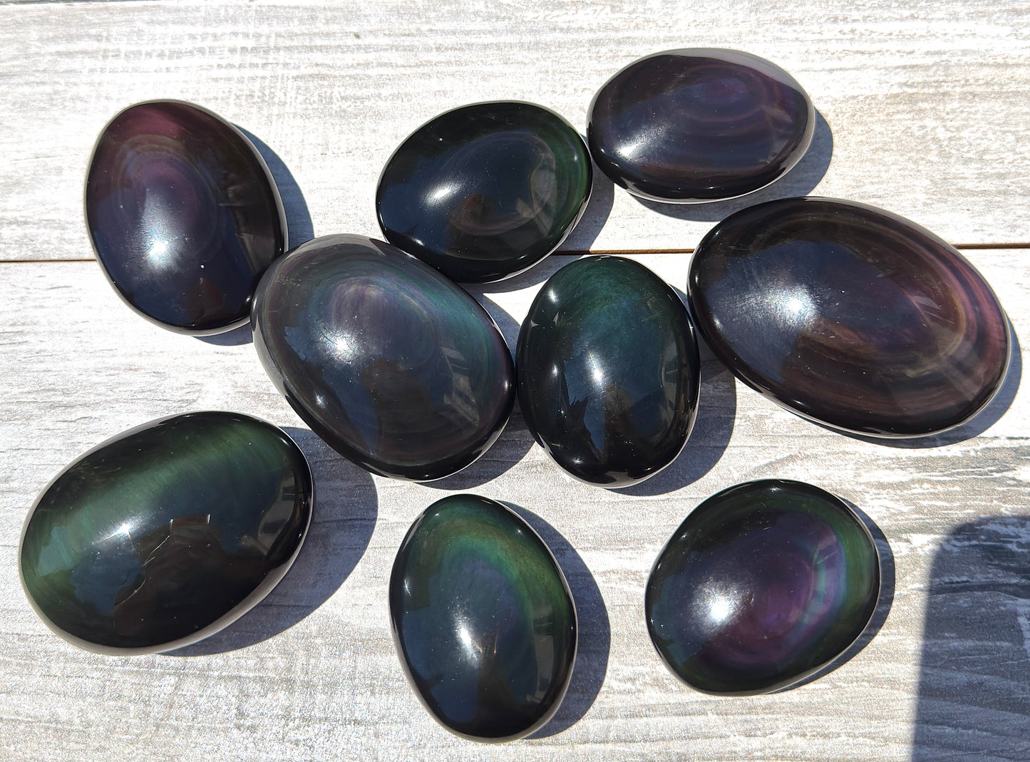 Wholesale 2 Lb Lot Natural Rainbow Obsidian Palm Stones Crystal Energy