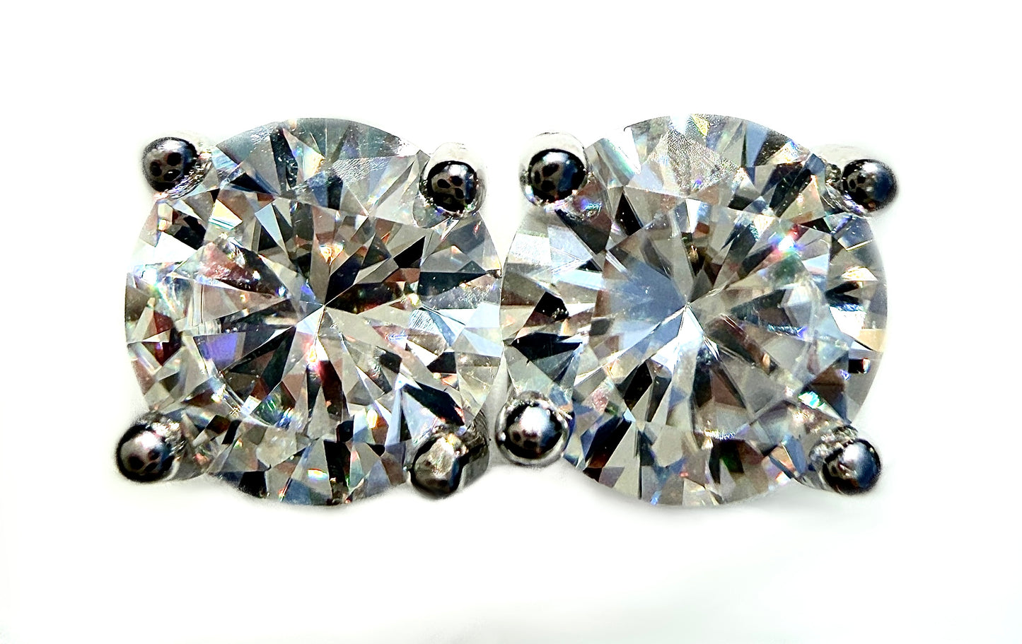 Wholesale Lot 5 Pairs Natural Moissanite Sterling Silver(925) Earring Studs 7.5mm
