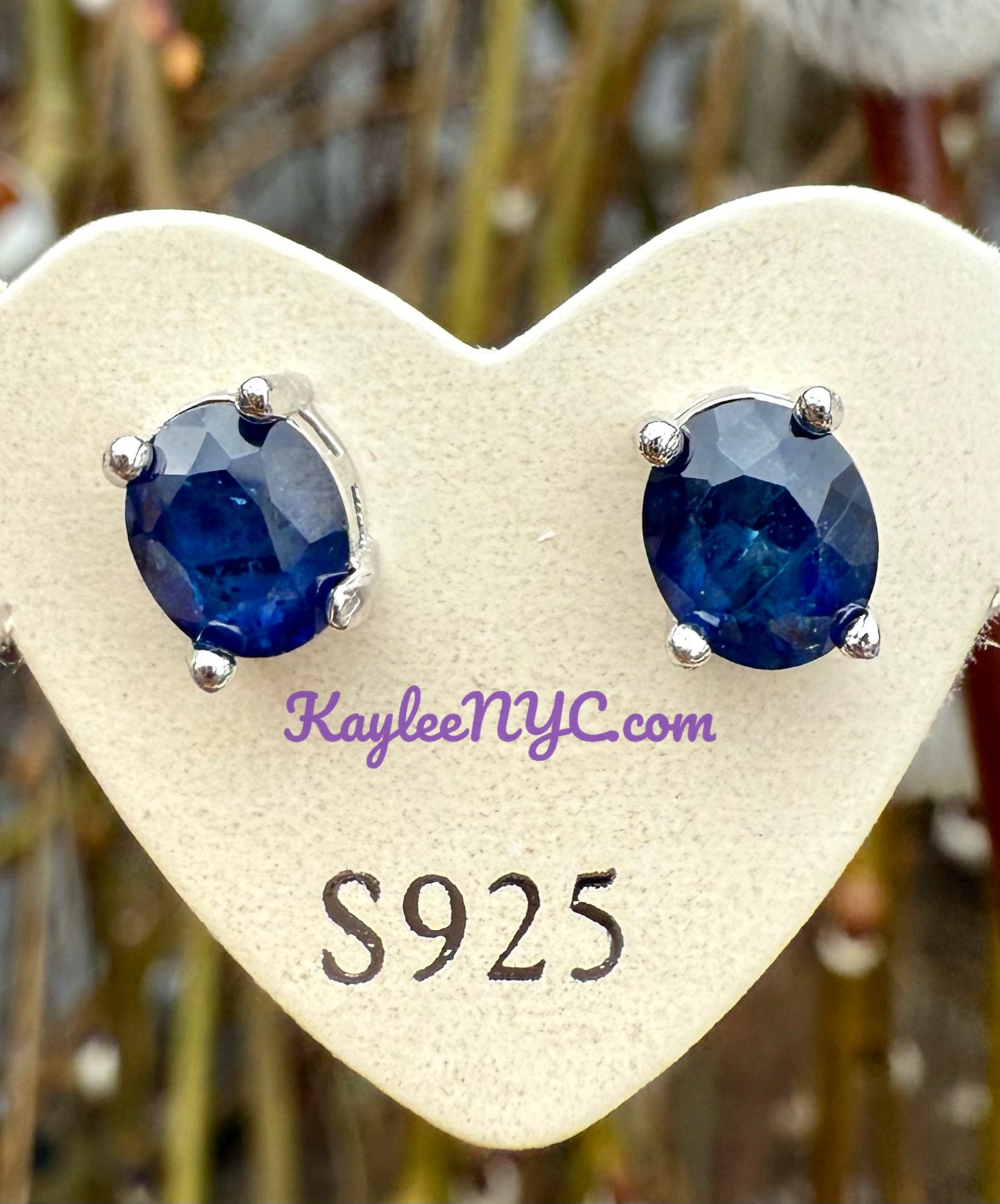 Wholesale Lot 5 Pairs Natural Sapphire Sterling Silver(925) Earring Studs 7x9mm