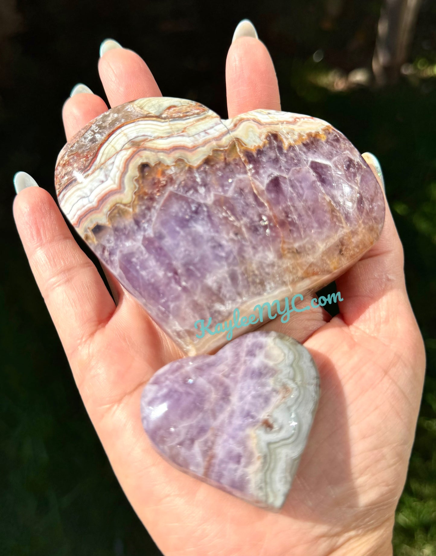 Wholesale 2 Lb Lot Natural Amethyst Lace Agate Heart Crystal Energy