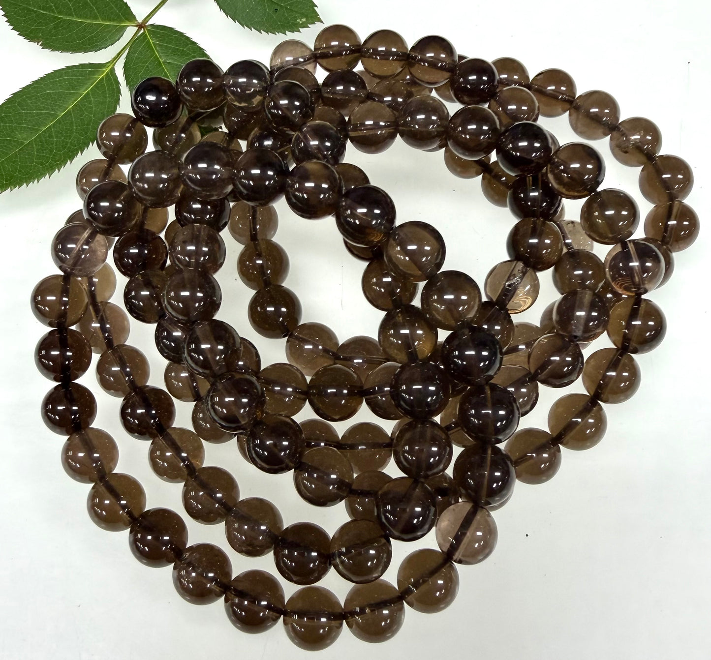 Wholesale 6 Pcs Natural Smoky Quartz 8mm 7.5” Crystal Healing Stretch Bracelet