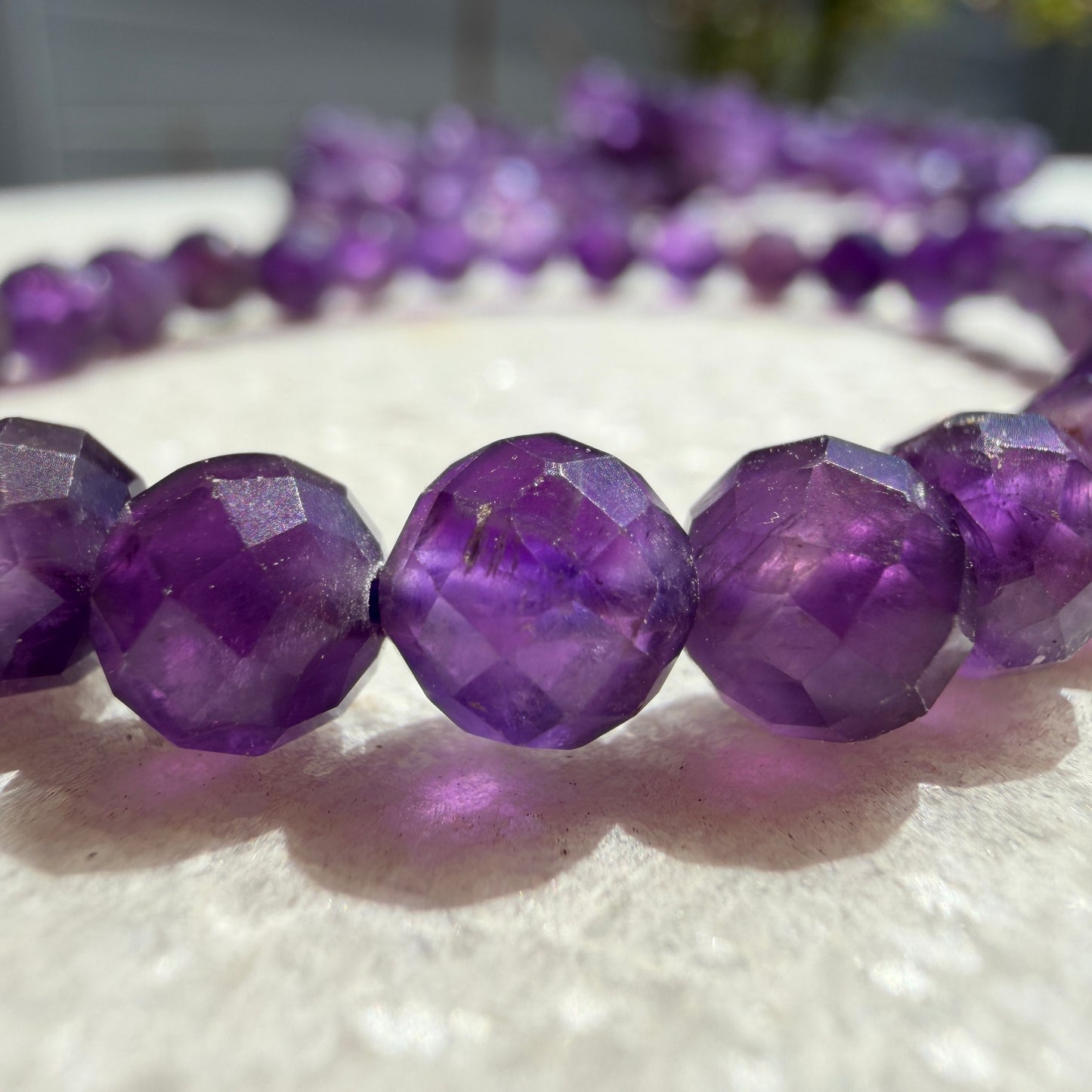 Wholesale 6pcs 6mm Faceted Amethyst Natural Crystal Healing Stretch Bracelet 7.5"
