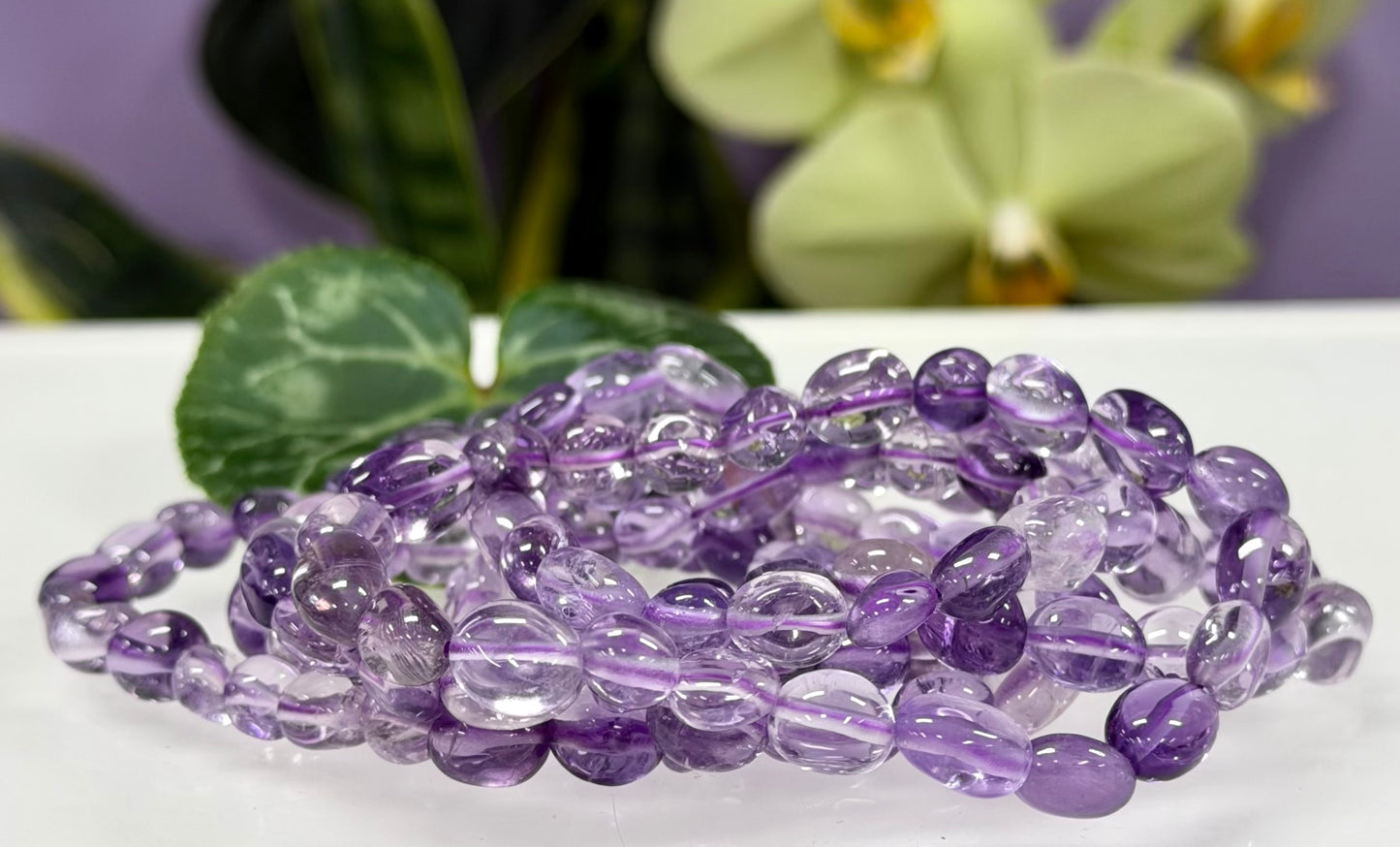 Wholesale 6 Pcs 6mm Natural Amethyst 7” Crystal Healing Stretch Bracelet