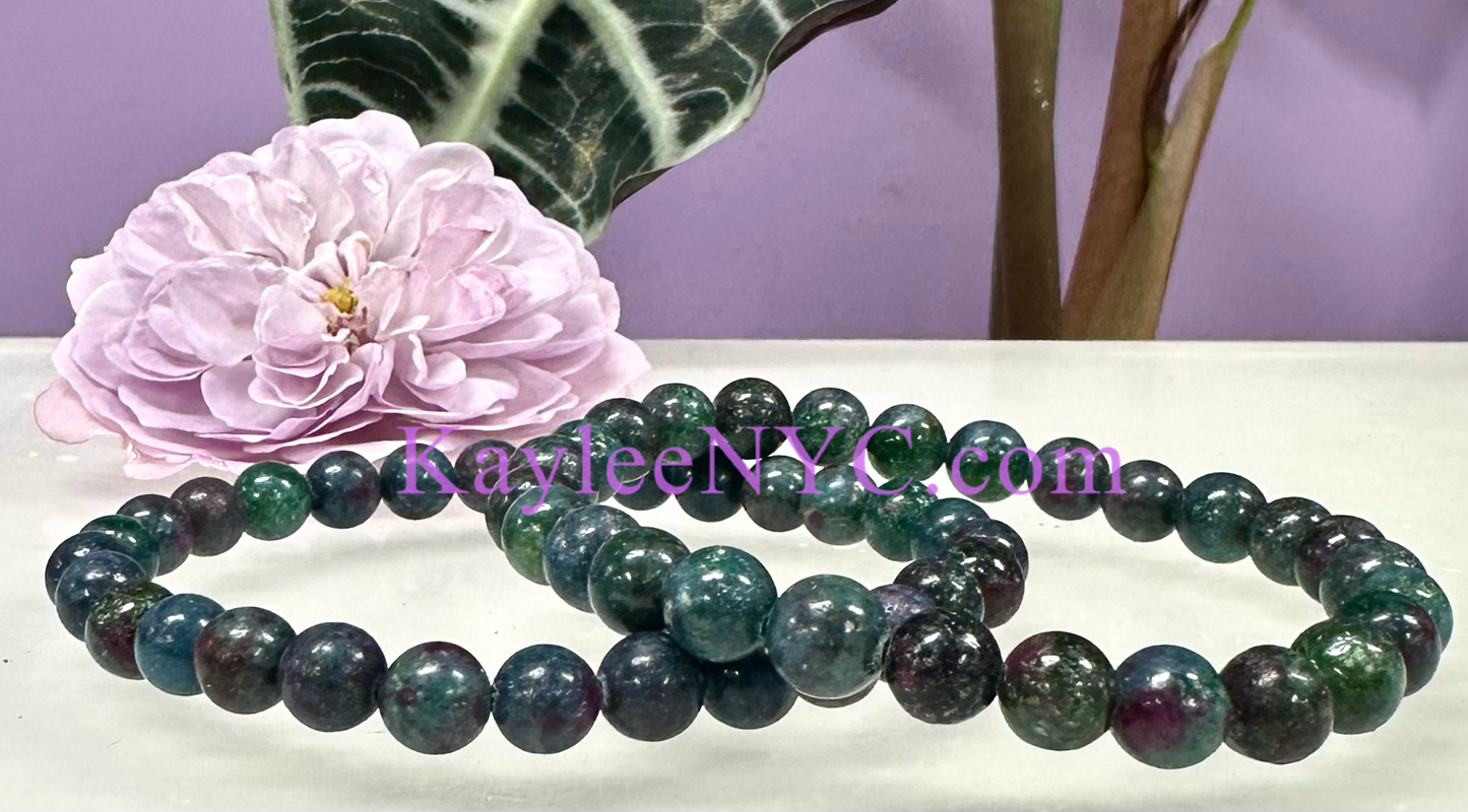 6 PCs Natural Ruby Kyanite ~7mm 7.5” Stretch Bracelet