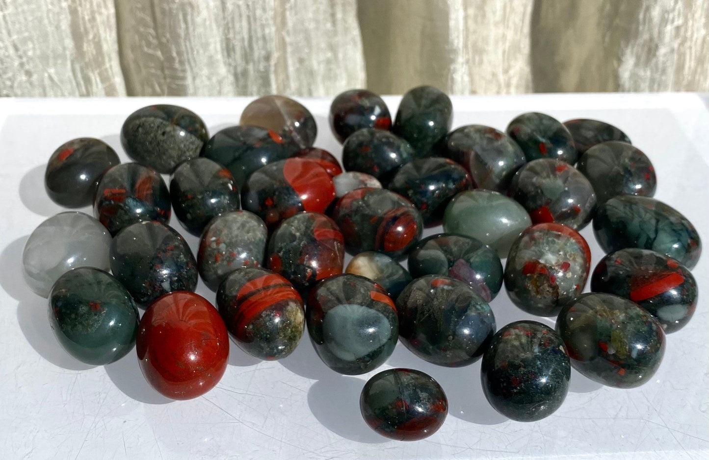 Wholesale Lot 2 Lbs Natural Blood Stone Tumble Healing Energy Nice Quality