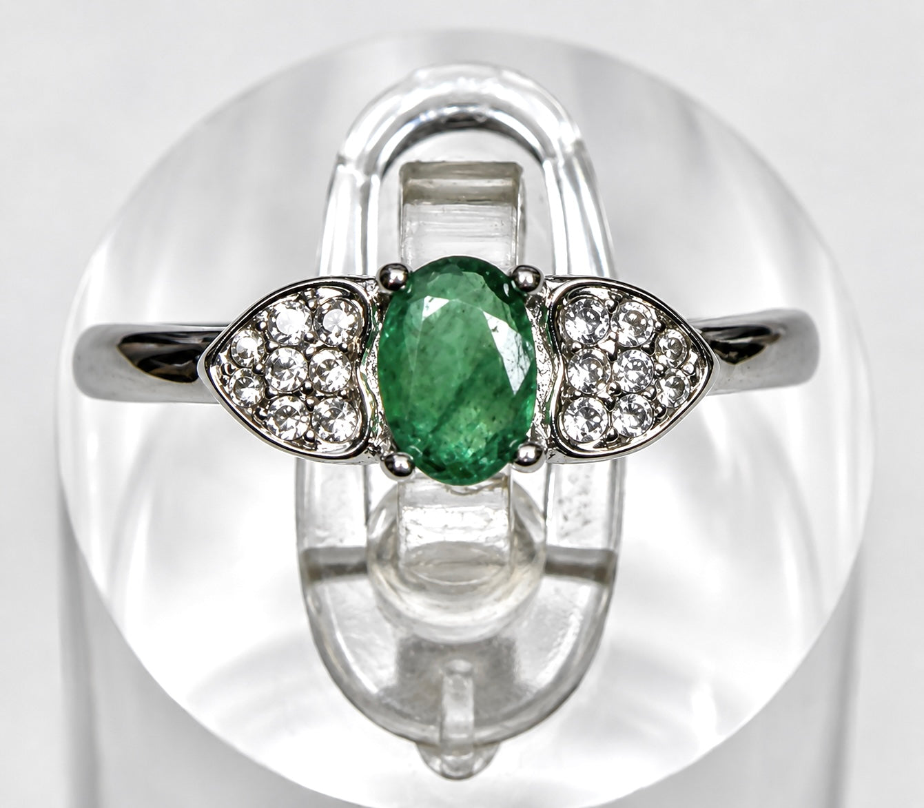 Wholesale Lot 7 pcs Natural Emerald Stainless Steel Ring 4x6mm
