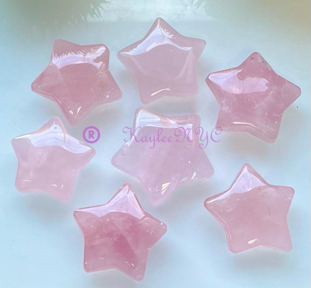 Wholesale Lot 7 PCs Natural Rose Quartz Crystal Stars Healing Energy