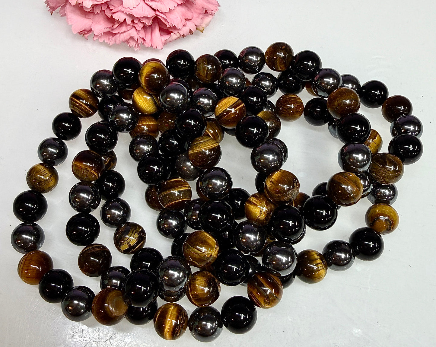 Wholesale Lot 6 Pcs Natural Protection 10mm Crystal Healing Stretch Bracelet 8”