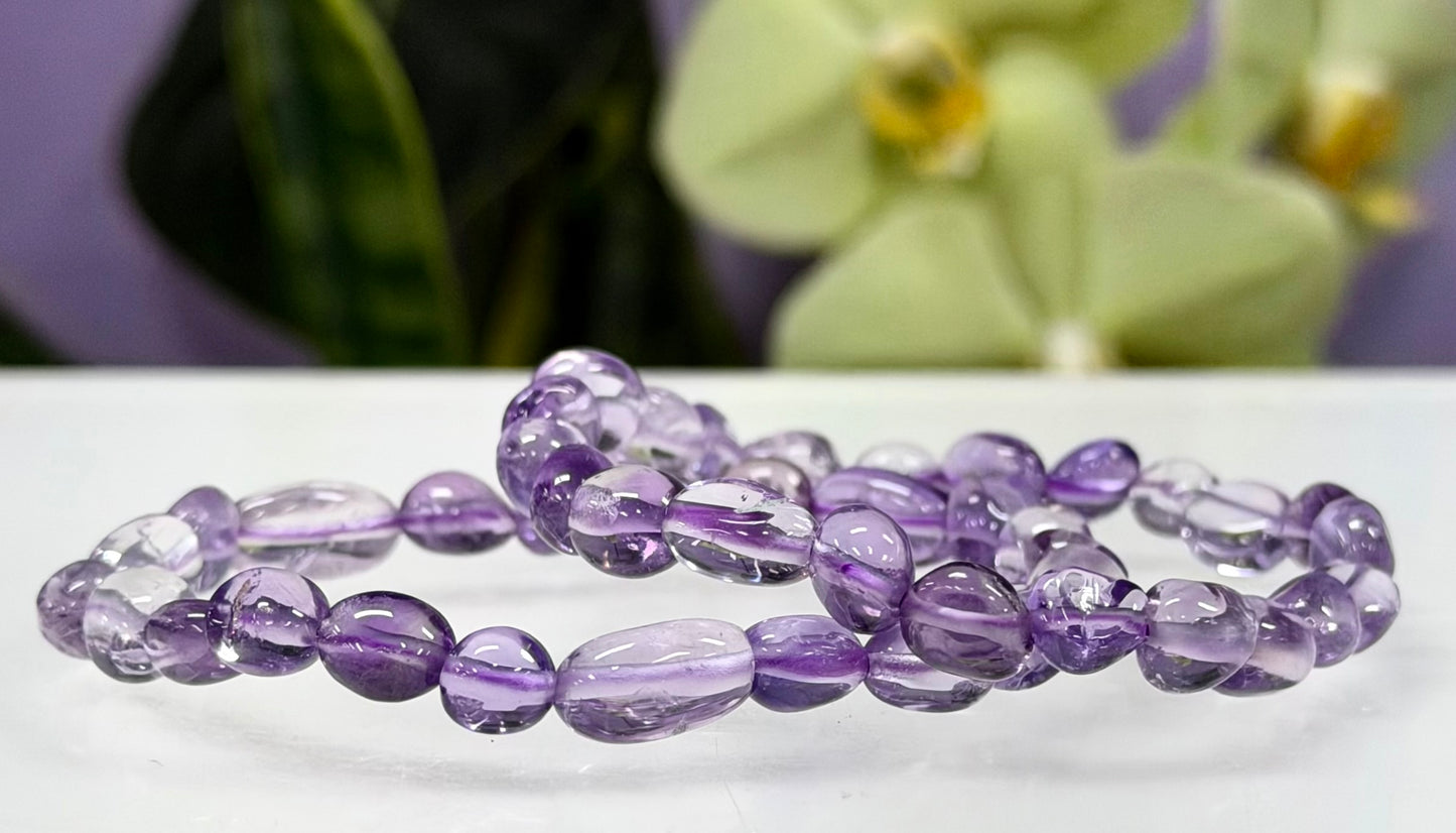 Wholesale 6 Pcs 6mm Natural Amethyst 7” Crystal Healing Stretch Bracelet