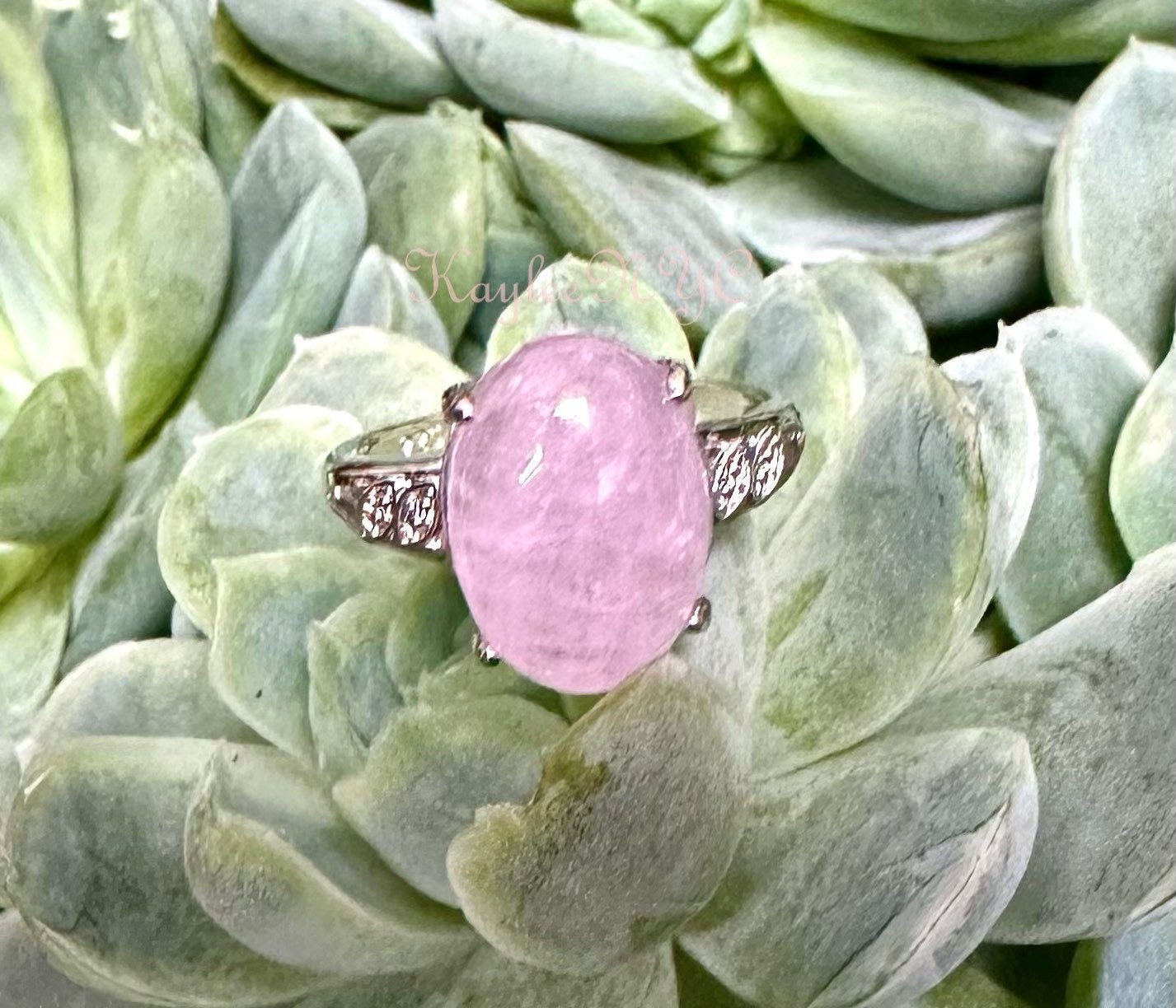 Wholesale Lot 6 pcs Natural Kunzite Ring White Bronze