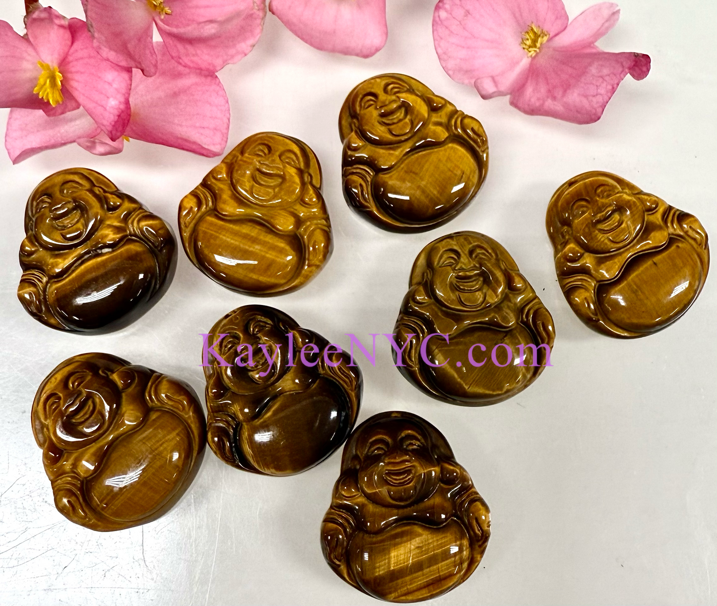 8 PCs Natural Tiger Eye Buddha Crystals Healing Energy