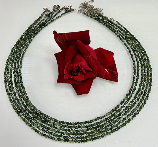 6 PCs 2mm Faceted Natural Seraphinite Necklace Stainless Steel Finding