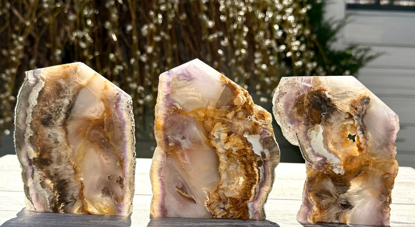 Wholesale Lot 3-4 pcs Feather Fluorite Slab Tower Natural Crystal Energy