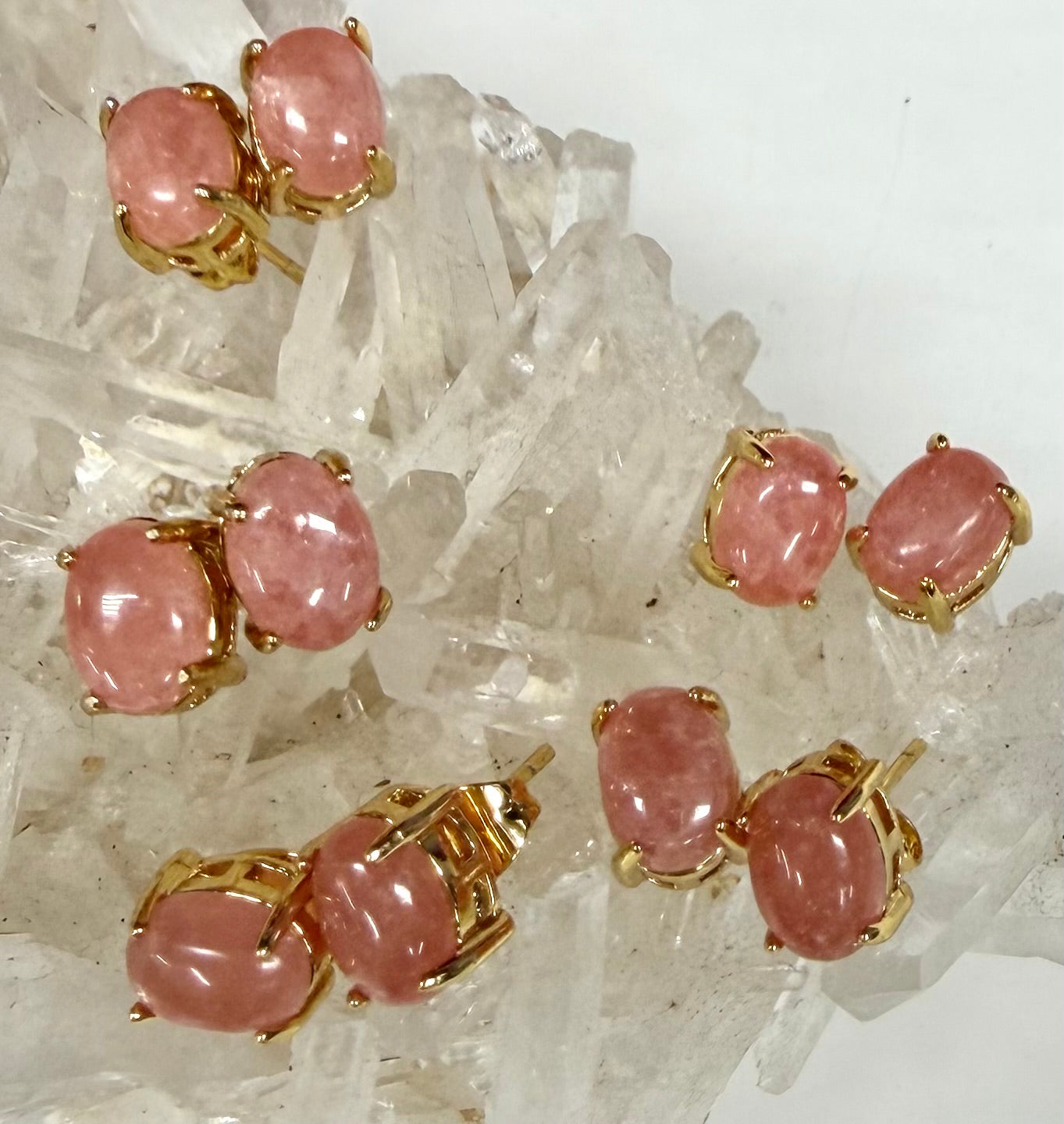 Wholesale Lot 5 Pairs Natural Rhodochrosite Sterling Silver(925) Earring Studs 6mm