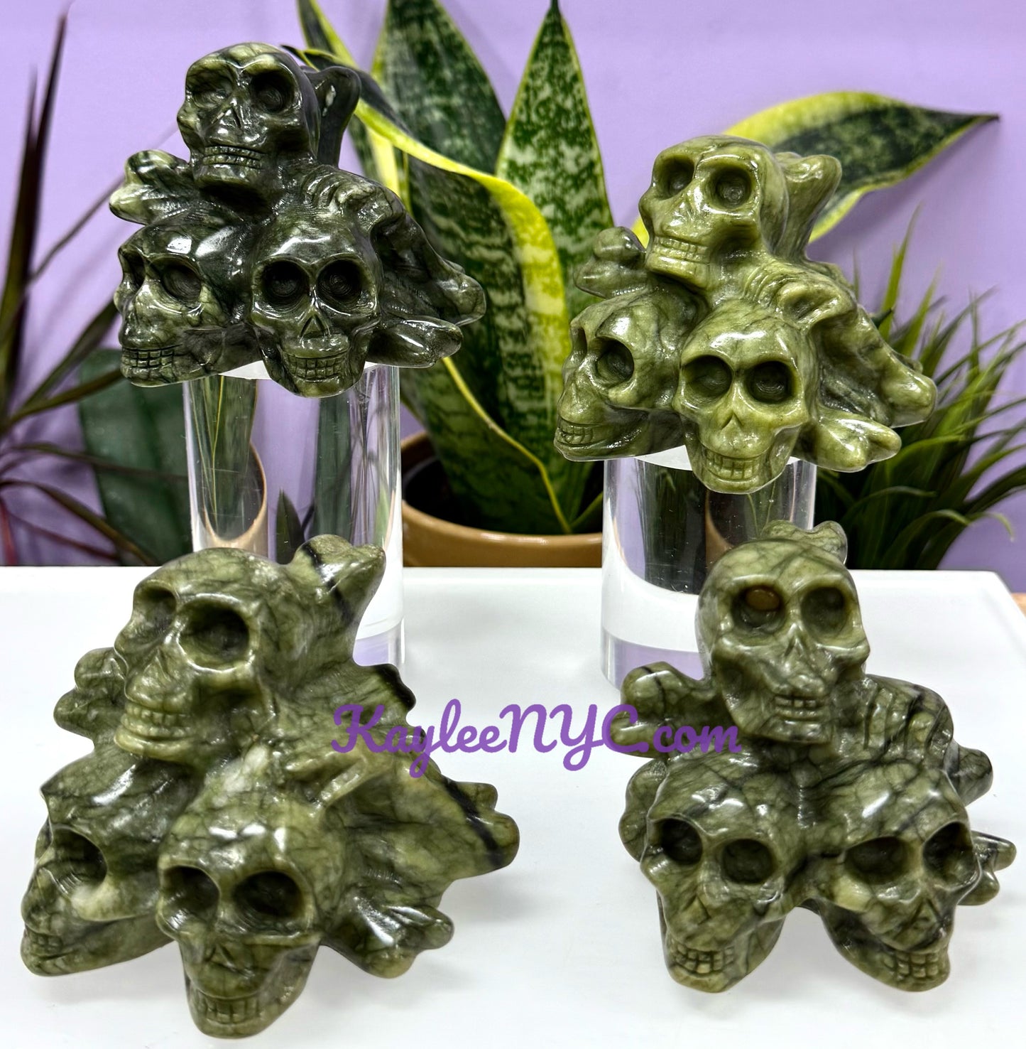 Wholesale lot 4 Pcs Natural Nephirte Jade Crystal Skulls healing energy
