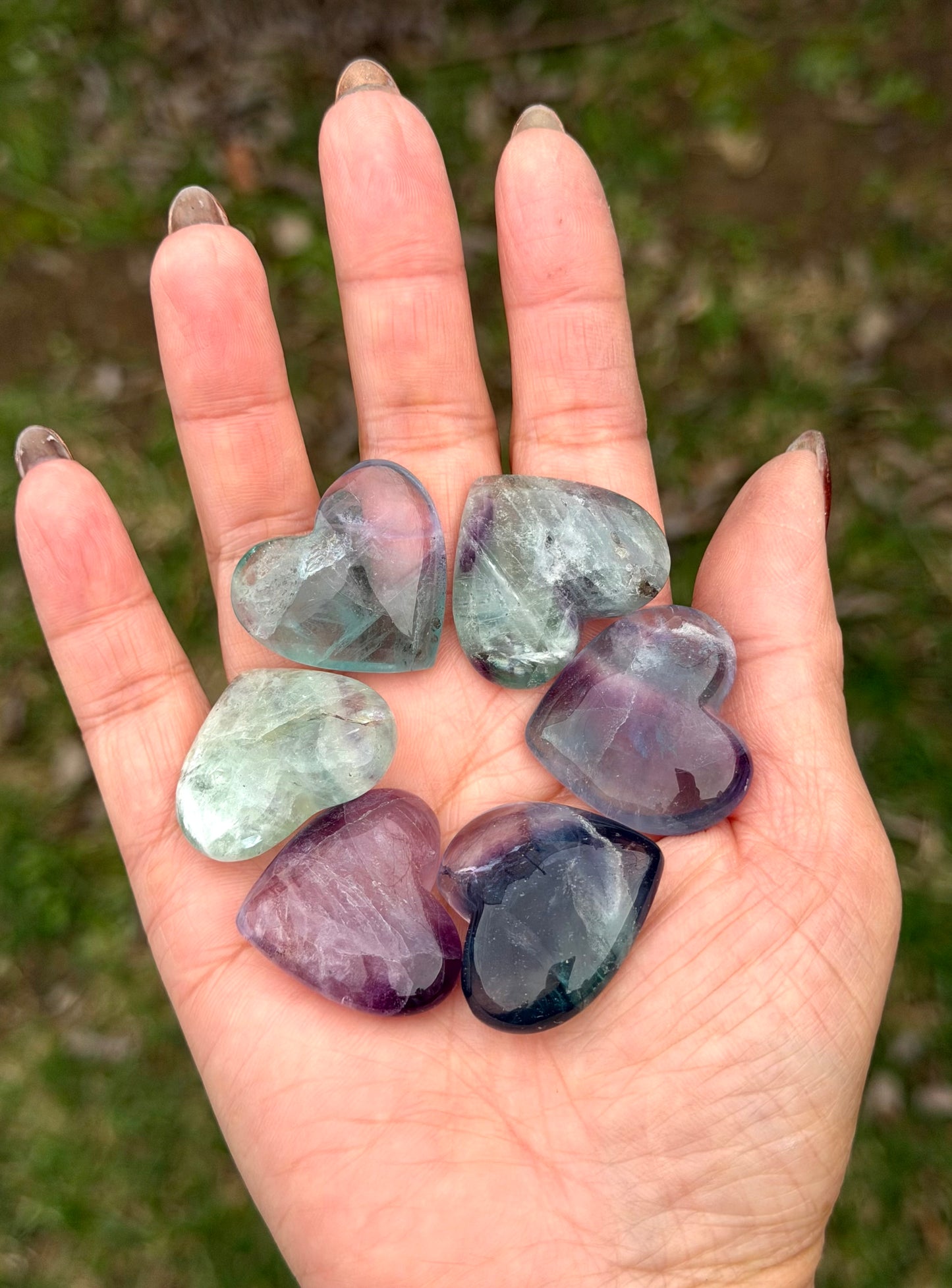 Wholesale Lot 12 Pcs 3cm Natural Fluorite Crystal Heart Healing Energy