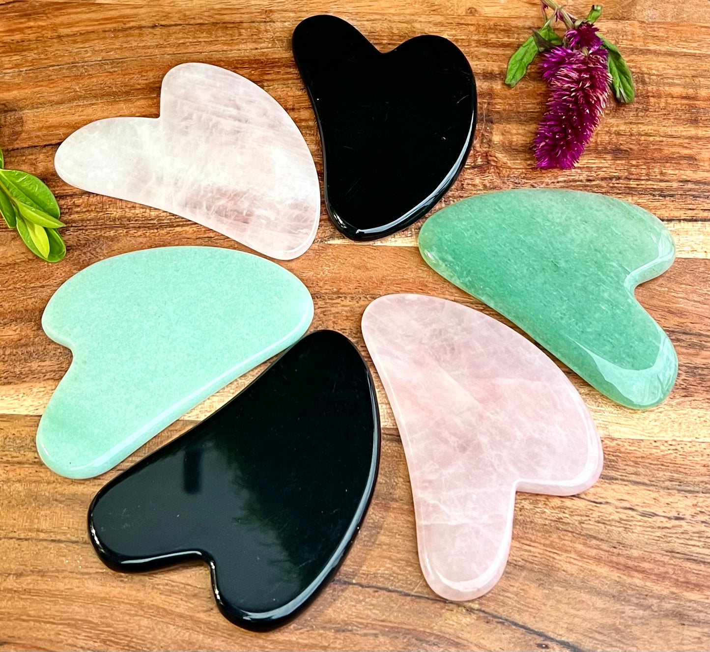 6 pcs Natural Crystal Gua Sha Facial Massage Heart