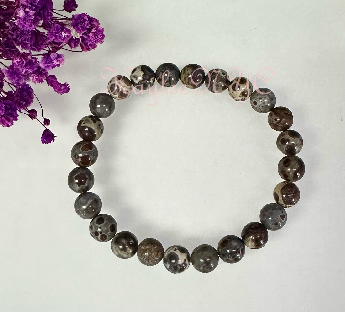 Wholesale 6 Pcs Natural Asteroid Jasper 8mm 7.5” Crystal Stretch Bracelet