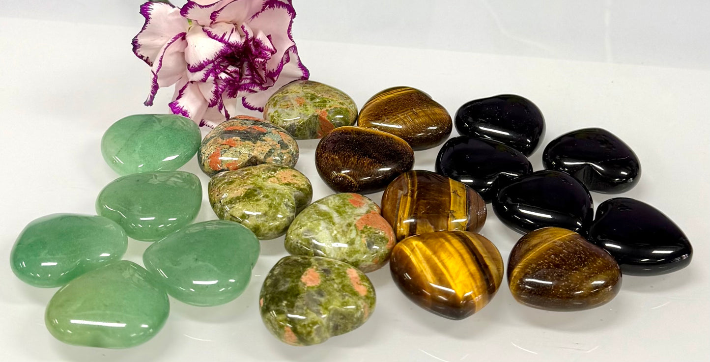 Wholesale Lot 20 Pcs 30mm Mixed Crystal Hearts Healing Energy