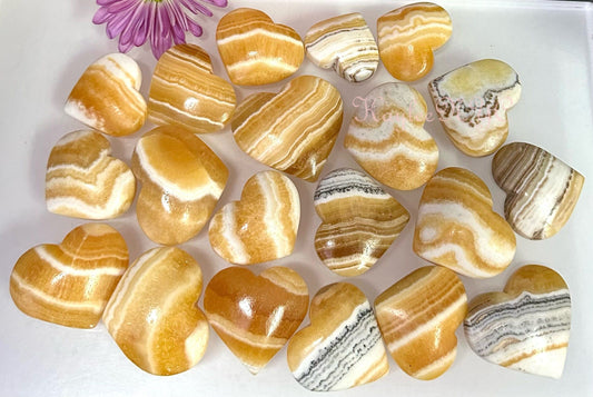 Wholesale Lot 2 lbs Natural Orange Banded Calcite Heart Crystal Healing Energy