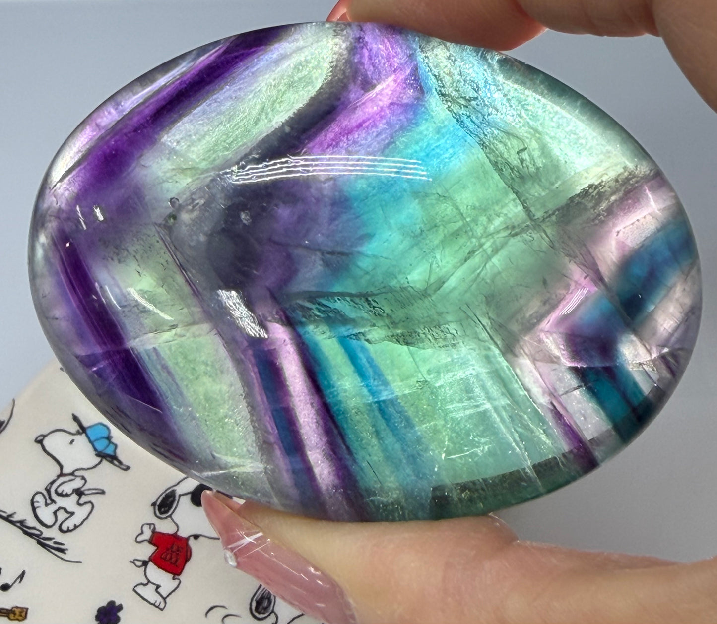 Wholesale Lot 8 pcs Natural Rainbow Fluorite Palm Stones Crystal Natural Energy 2.5-2.8lbs