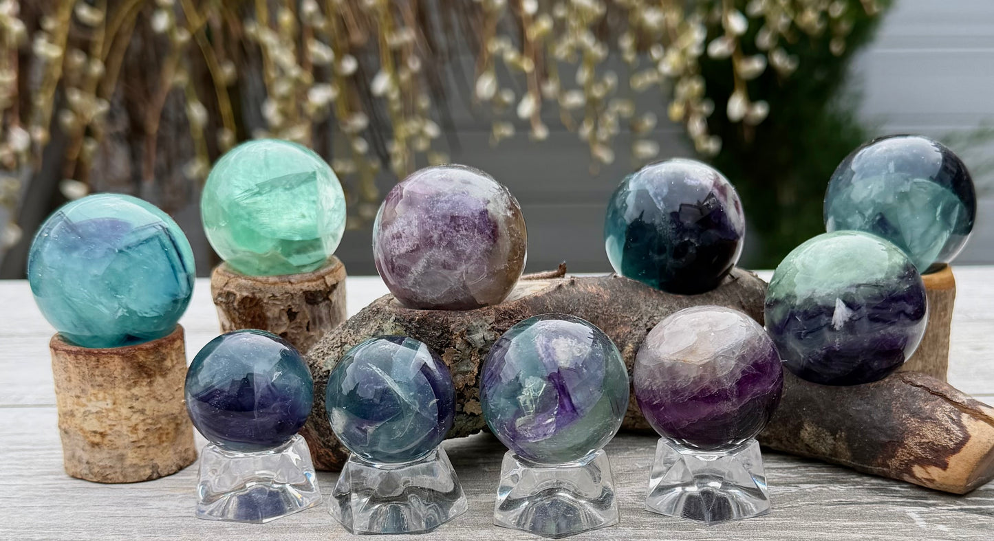 Wholesale Lot 10 Pcs Natural Fluorite Sphere Crystal Ball 1.9-2lbs Healing energy