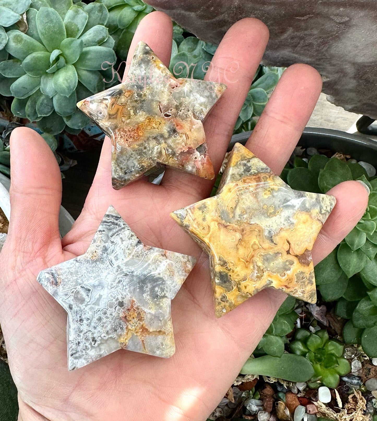 Wholesale Lot 10 PCs Natural Crazy Lace Agate Crystal Stars Healing Energy