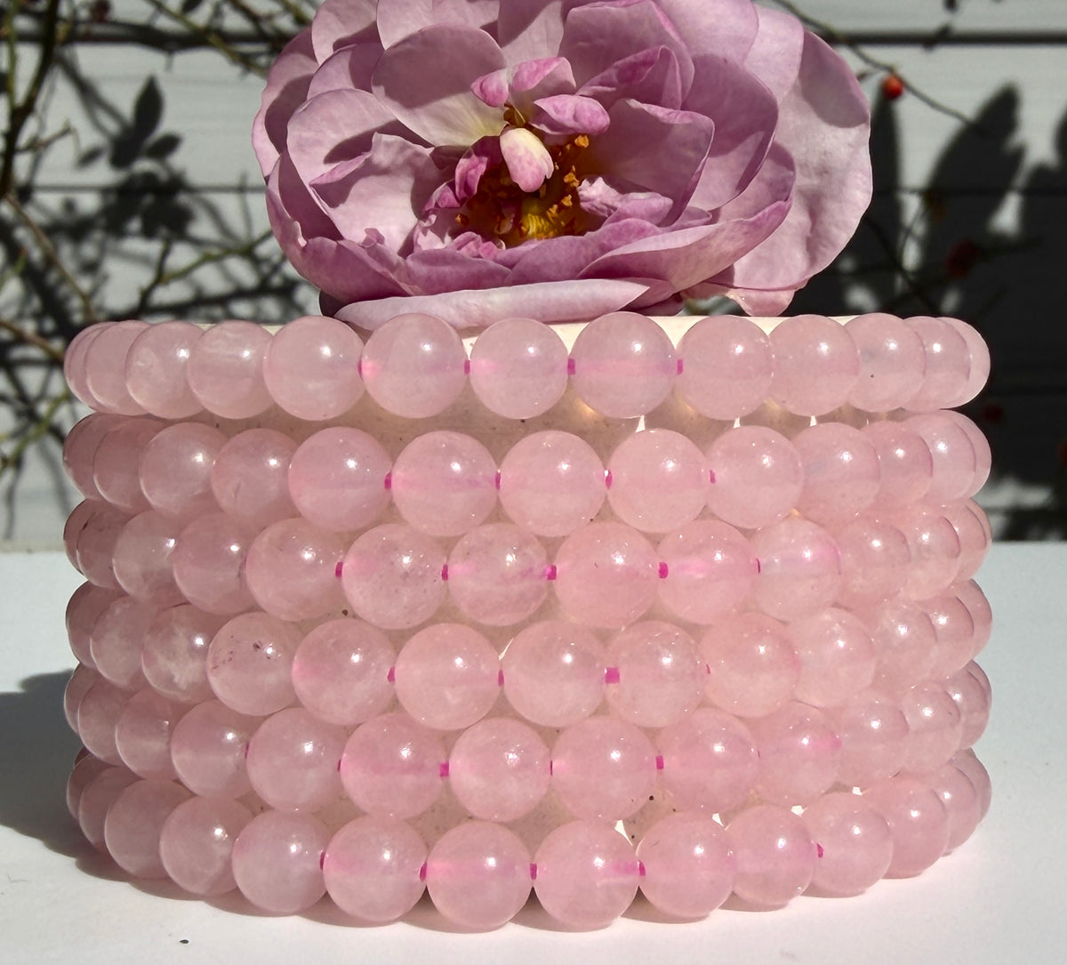 Wholesale Lot 6 Pcs Natural Rose Quartz 6mm 7.5” Crystal Healing Stretch Bracelet