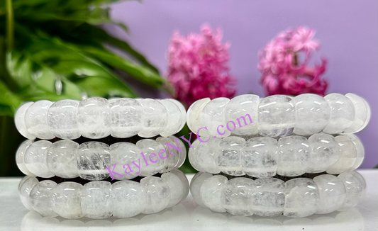 6 Pcs 15mm Natural Clear Quartz Stretch Bracelet 7.5” Crystal Healing Energy