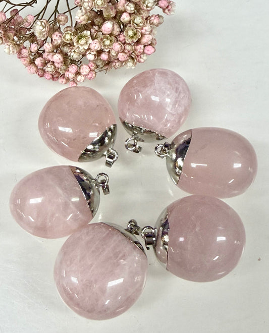 Wholesale Lot 6 Pcs Natural Rose Quartz Pendant
