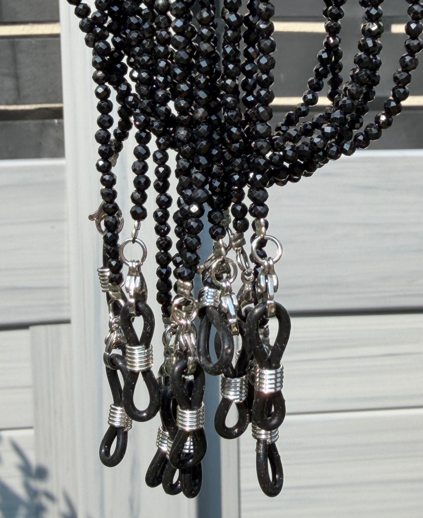 Wholesale Lot 6 PCS 3mm Faceted Black Tourmaline Glasses Chains