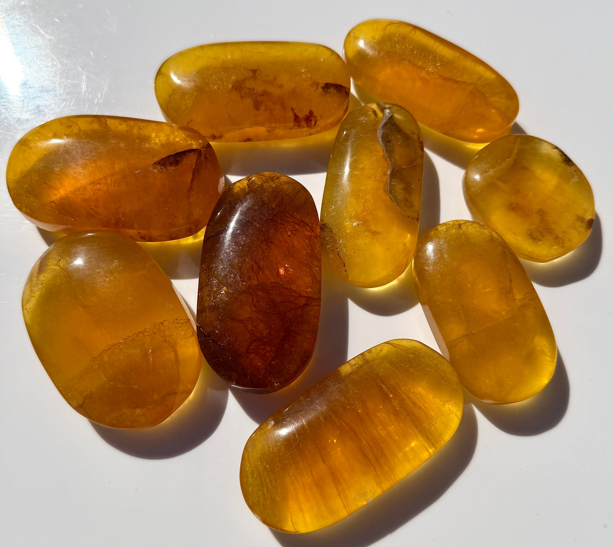 Wholesale Lot 2 Lbs Natural Yellow Fluorite Palm Stone Healing Energy