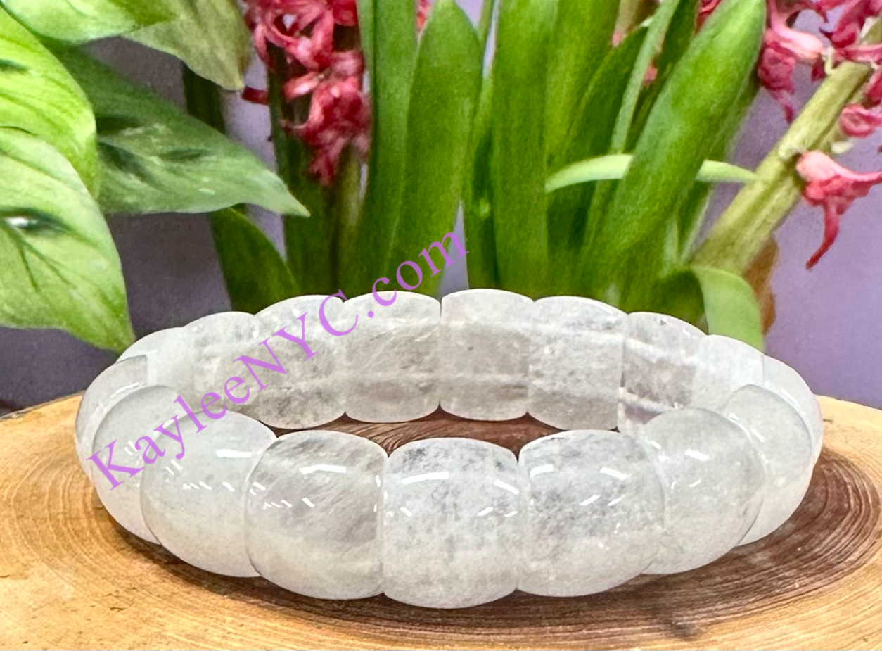 6 Pcs 15mm Natural Clear Quartz Stretch Bracelet 7.5” Crystal Healing Energy