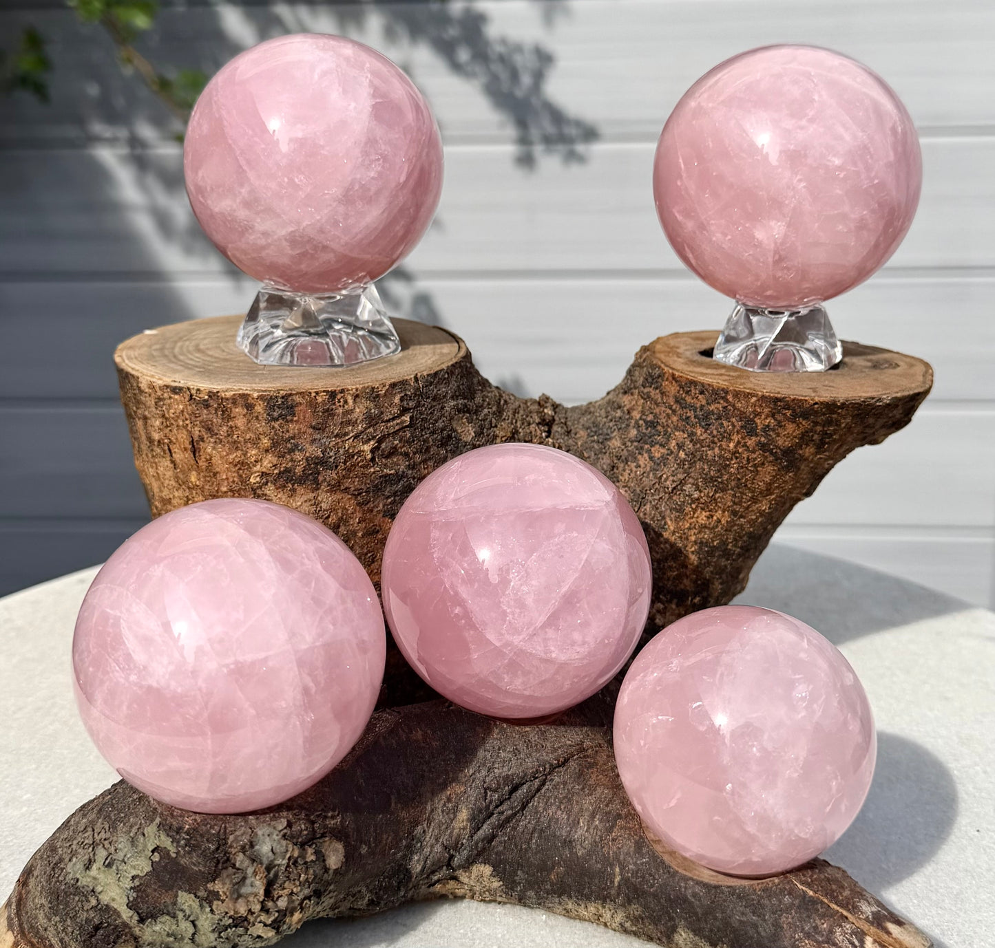 Wholesale Lot 5 PCs Natural Rose Quartz Spheres Crystal Ball very nice quality 3.9-4lbs