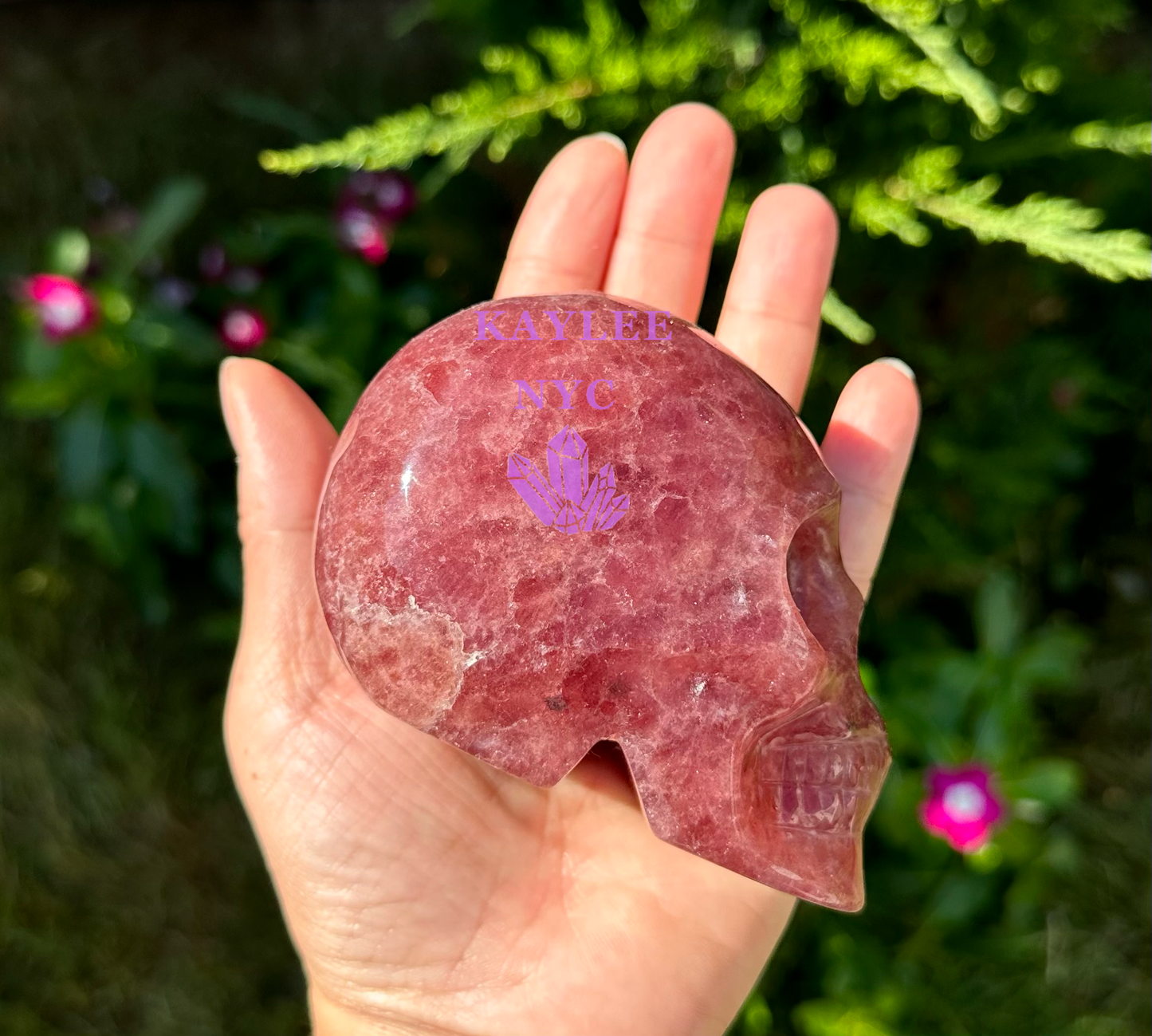 4 PCs Natural Strawberry Quartz Crystal Skull