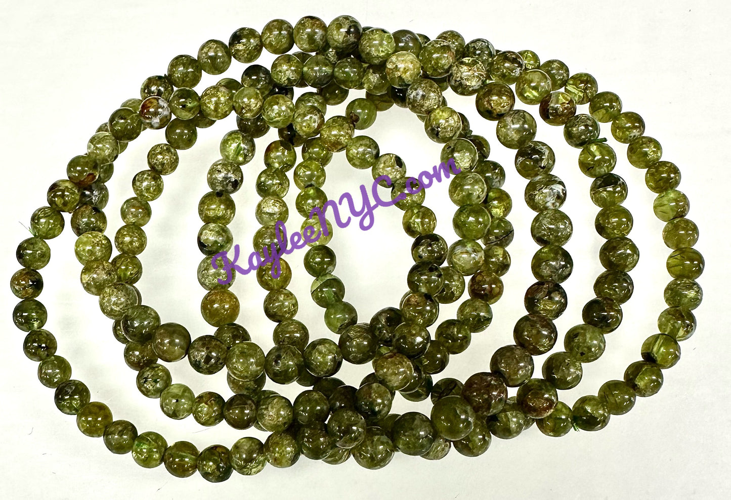 6pcs 4mm Natural Peridot Stretch Bracelet 7.5”