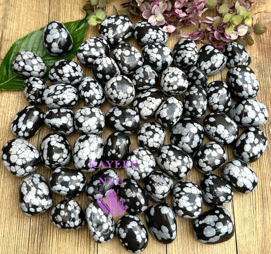 Wholesale Lot 2 Lbs Natural Snowflake Obsidian Tumble Healing Energy Nice Quality