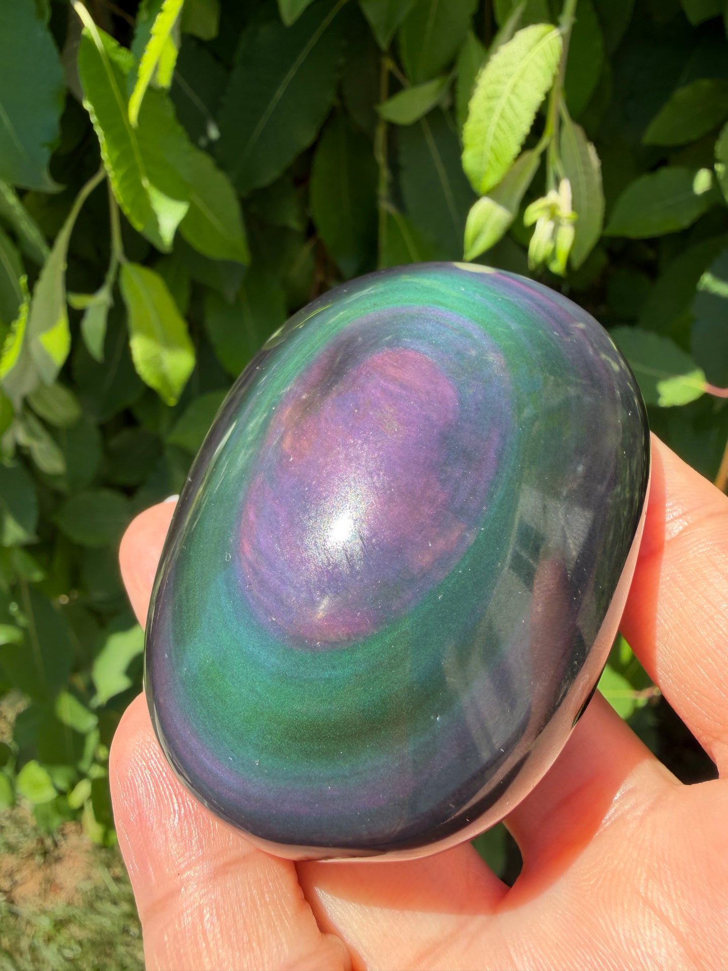 Wholesale 2 Lb Lot Natural Rainbow Obsidian Palm Stones Crystal Energy