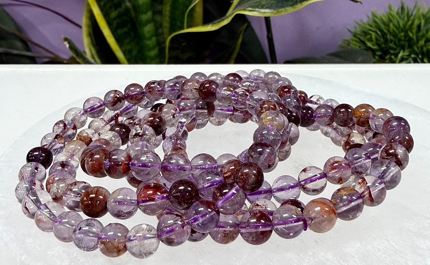 Wholesale 6 Pcs Natural Super Seven 10mm 8” Crystal Healing Stretch Bracelet