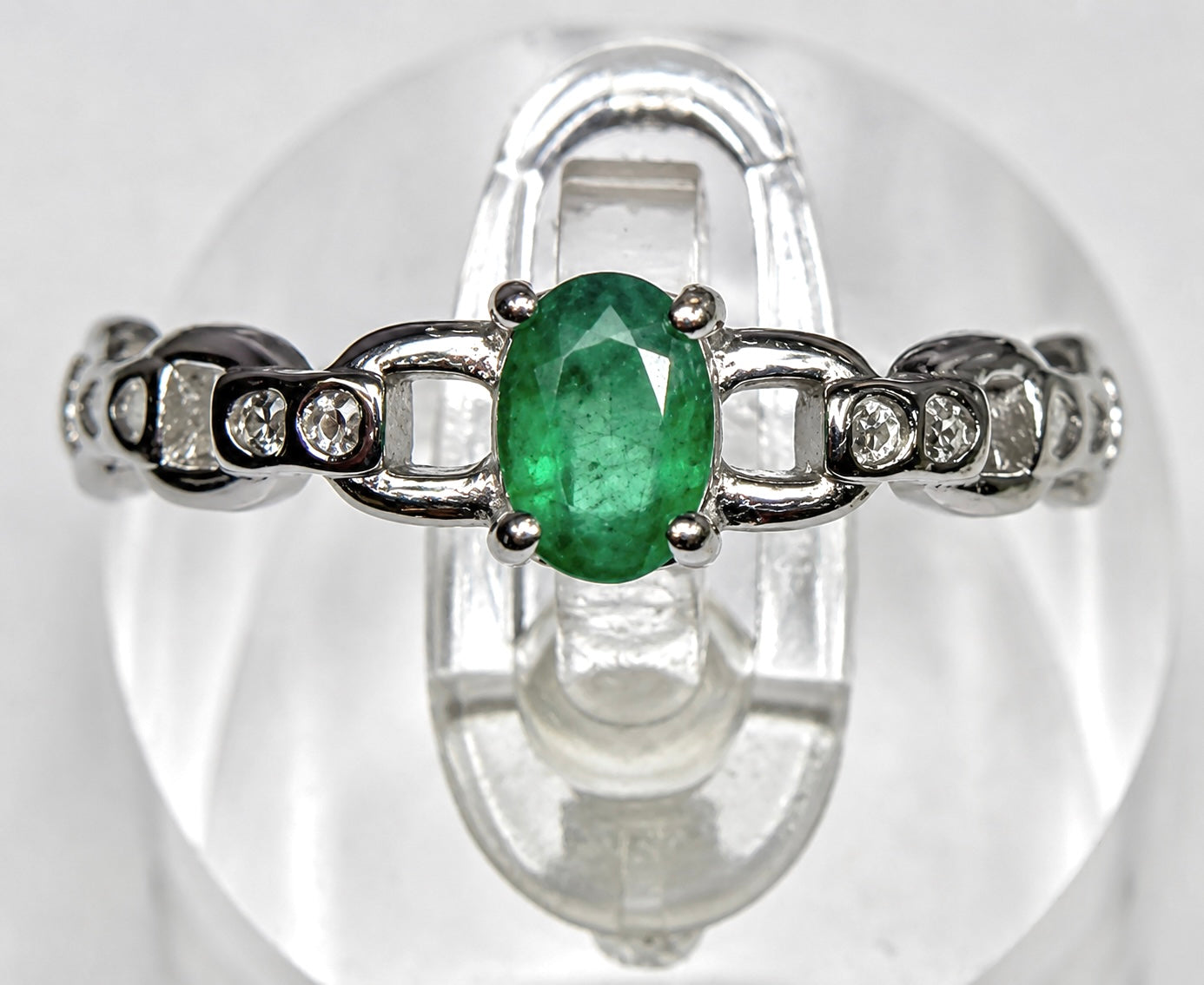 Wholesale Lot 7 pcs Natural Emerald Stainless Steel Ring 4x6mm
