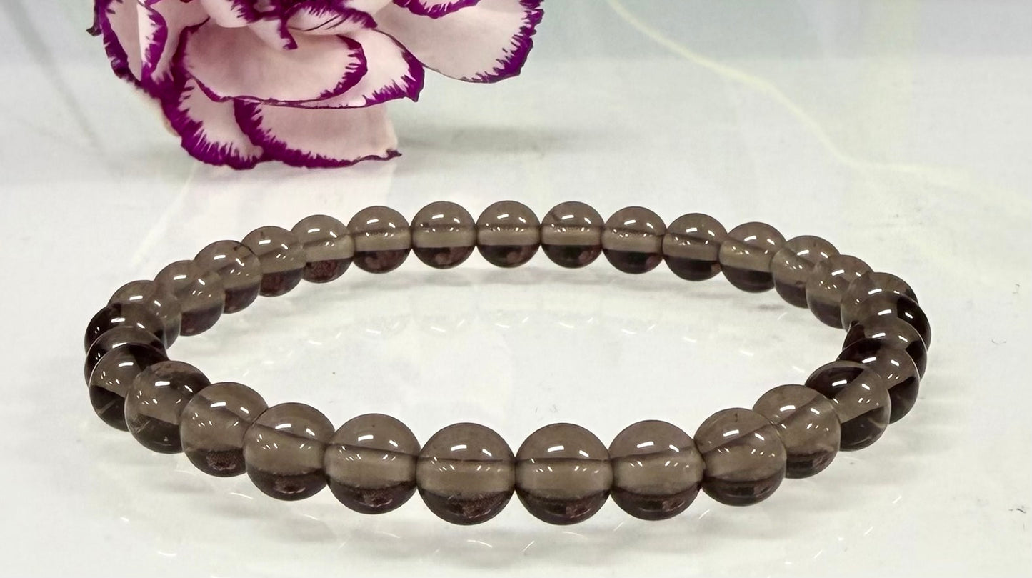 Wholesale Lot 6 Pcs Natural Ice Obsidian 6mm 7.5” Crystal Healing Stretch Bracelet