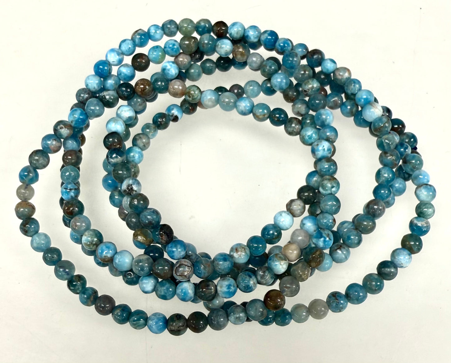 Wholesale Lot 6 Pcs Natural Apatite 4mm 7.5” Crystal Healing Stretch Bracelet