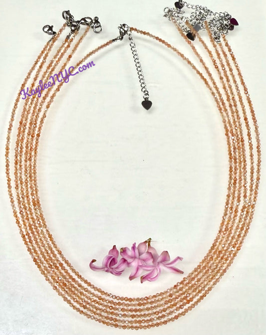 6 PCs 2mm Natural Sunstone Necklaces